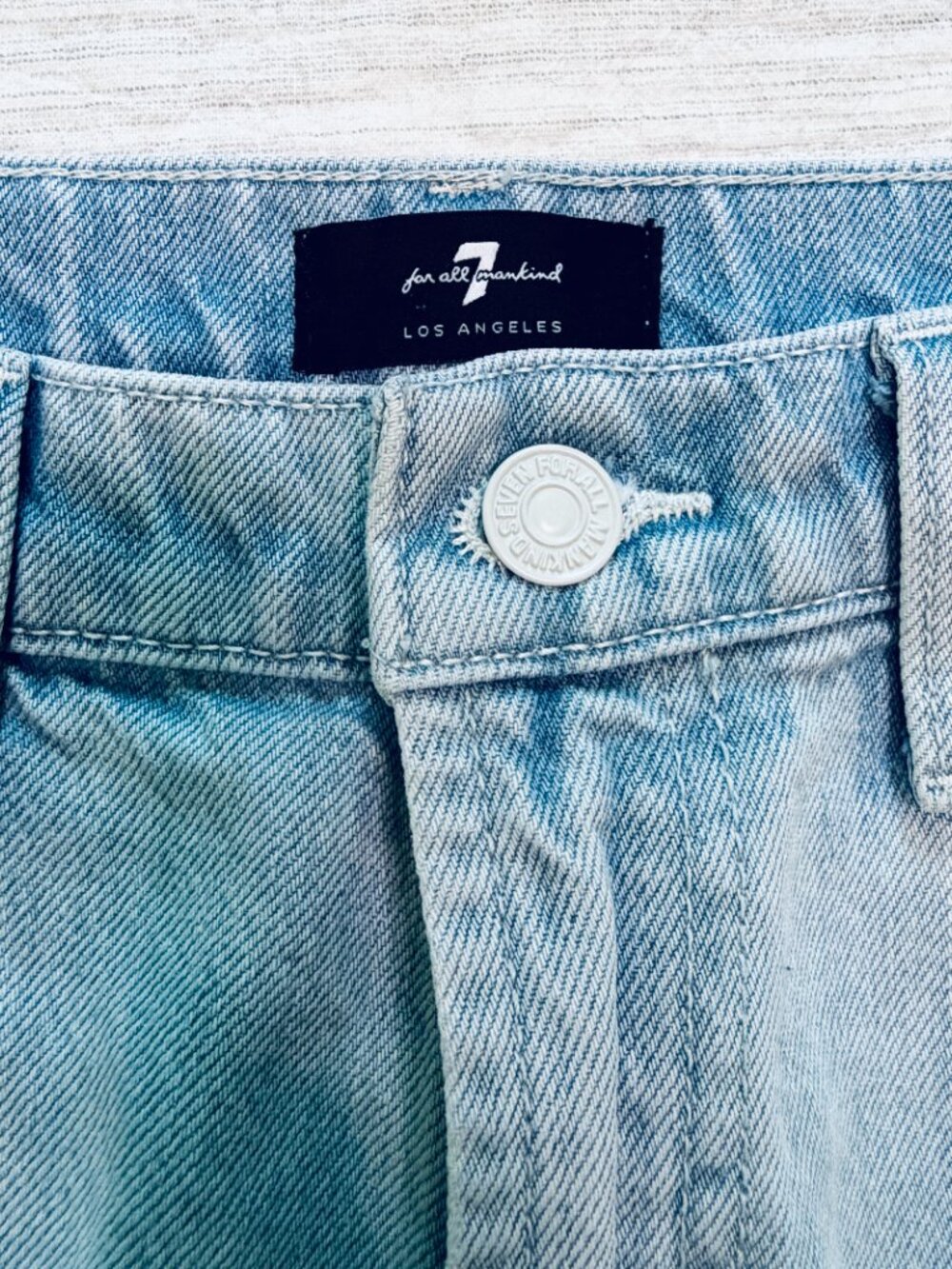 7 For All Mankind Two Tone Wide Leg Cropped Alexa Jeans White Women's 28 - Picture 4 of 7